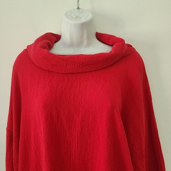 Oh My Gauze! Tortus Long Sleeve Cowl Neck Lagenlook Tunic Top Red One Size - Picture 4 of 12